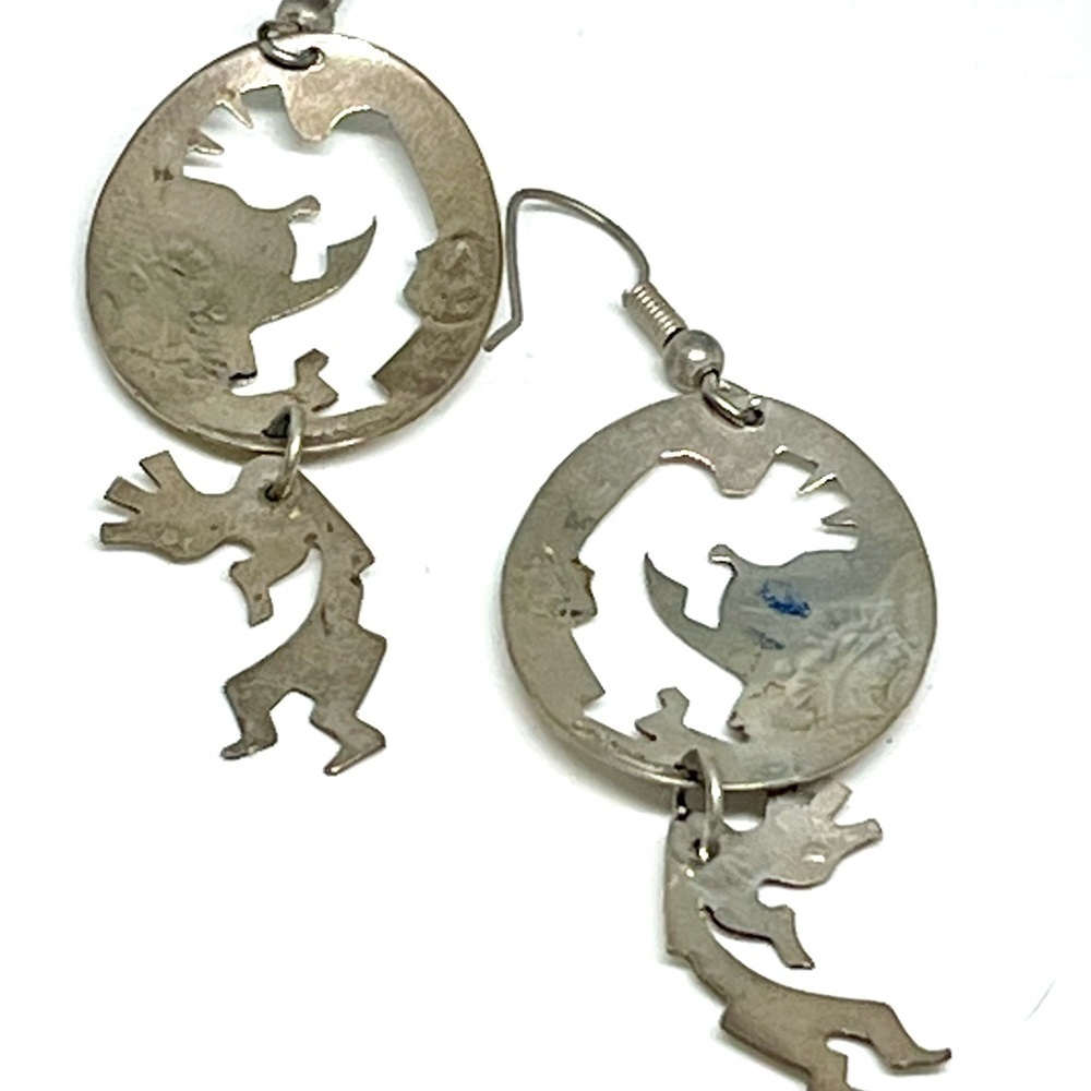 Vintage Sterling Kokopelli Earrings - Picture 3 of 3